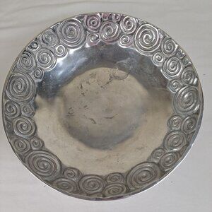 A M P Pewter Bowl with Spiral Decoration Vintage Made in Mexico